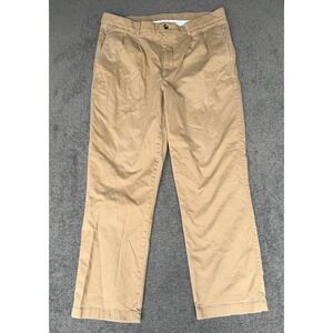 Roundtree & Yorke Mens Pleated Chino Pants Tan Khaki 38x32 Stretch Cotton Twill